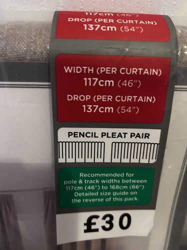 Dunelm Pencil Pleat Curtain - Colour -Mocha Style -Luna - Picture 3 of 3