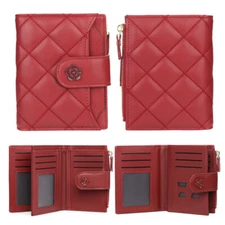 Women's Leather RFID Small Wallet Credit Card Holder Billfold Zipper Coin Purse