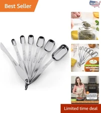 Precision Measuring Spoons Set of 7 - Stainless Steel with Engraved Measurements