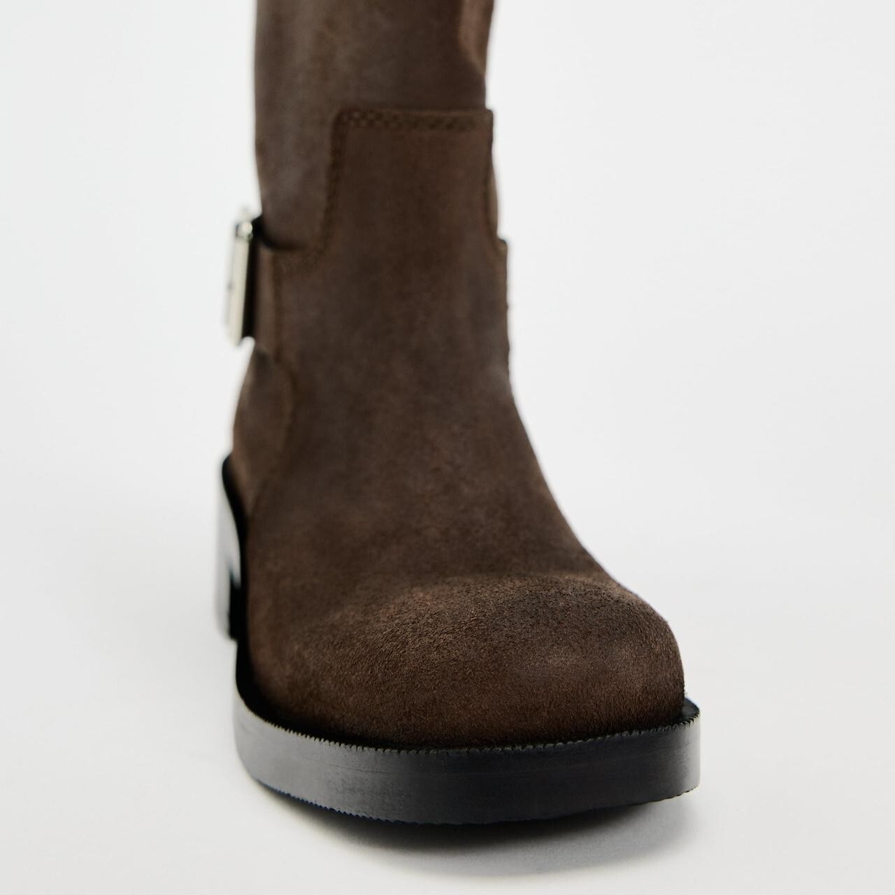 ZARA SPLIT SUEDE ANKLE BOOTS WITH BUCKLES SLOUCH DARK CHOCOLATE BROWN 9 42 11 image 5