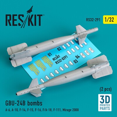 GBU-24B bombs (2 pcs) Scale 1:32 ResKit RS32-0291 - for Plastic Model Kit