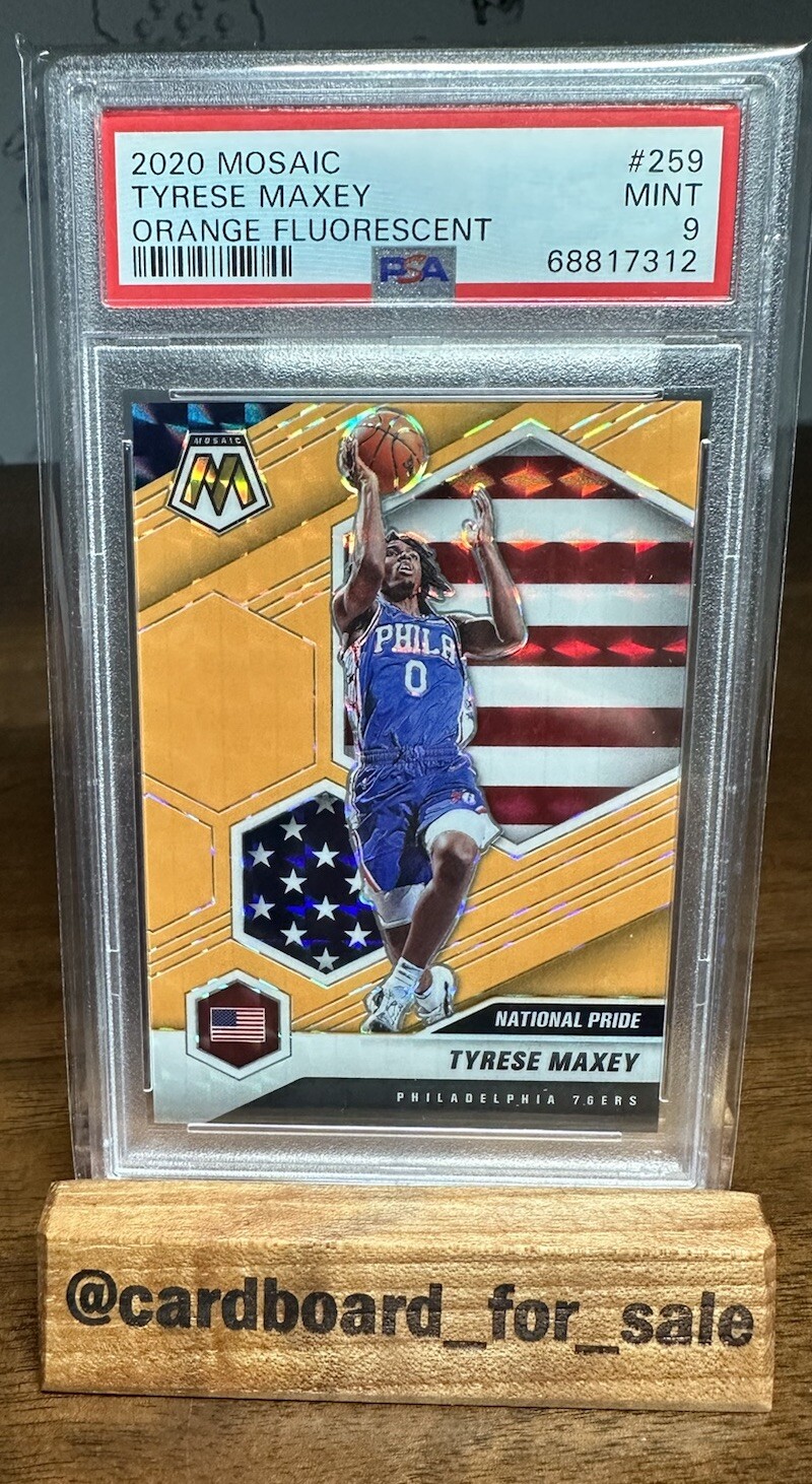 Tyrese Maxey 2020-2021 Mosaic National Pride Orange Fluorescent /25 #259 PSA 9