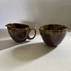 Vintage Hull Pottery Brown Drip Glazed Cream & Sugar Set
