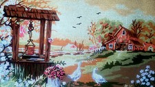 Needlepoint tapestry painted canvas 14.853 - Village 18"x24" GobelinL