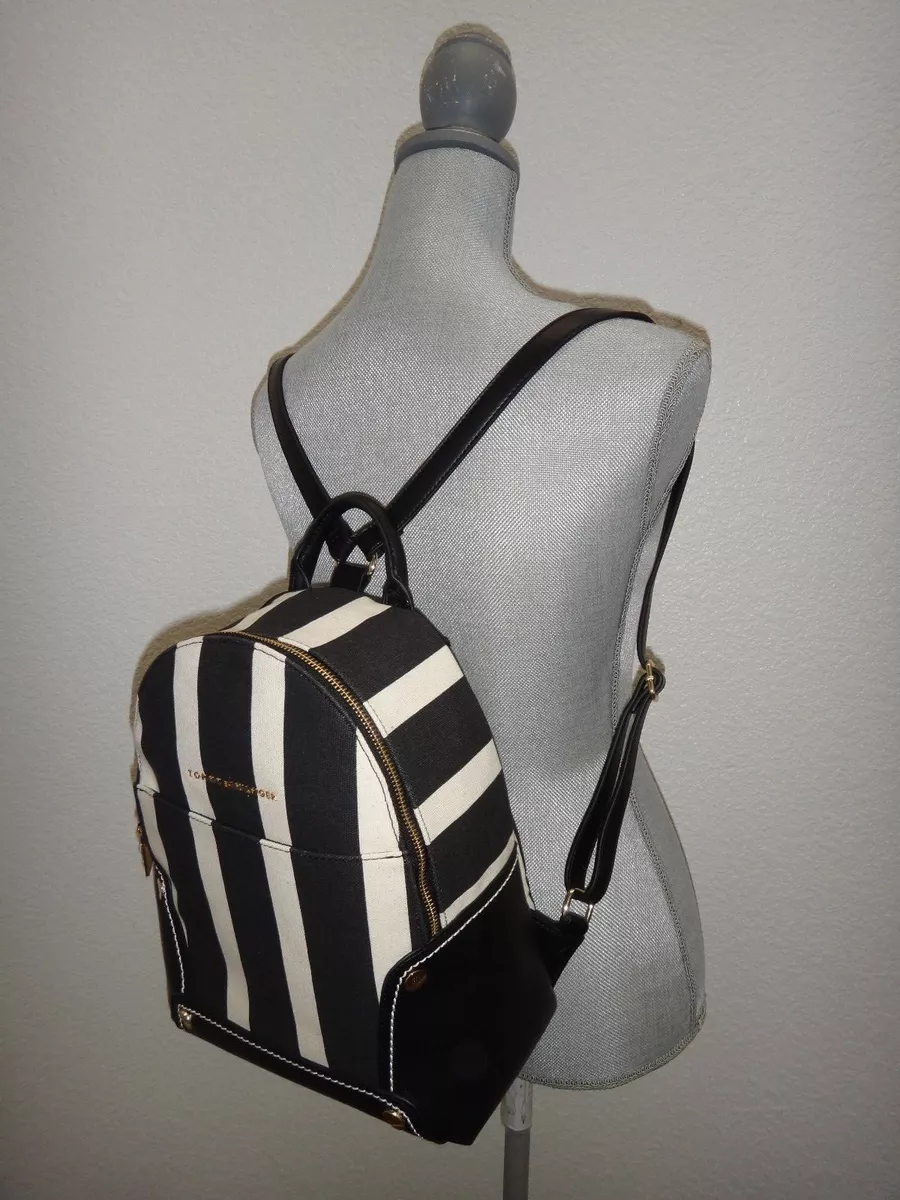 Kate spade black cheap and white striped backpack