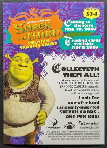Shrek the Third 2007 Inkworks Movie Promo Card #S3-1 (NM) - Picture 2 of 2