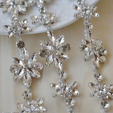Catena di Strass per Abiti, Catena con nappa di strass con frange luccicanti per decorazione, Catena con frange a nastro in con in cristallo Bling Diamante per scarpe, Borsa, Decorazione di Nozze