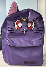 Sailor Moon 16  Faux Leather Purple Backpack Luna Cat Toei Animation Kids