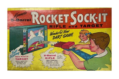 Vintage 1955 Kenner Rocket Sock-It Rifle & Target Dart Game - Fantastischer Zustand