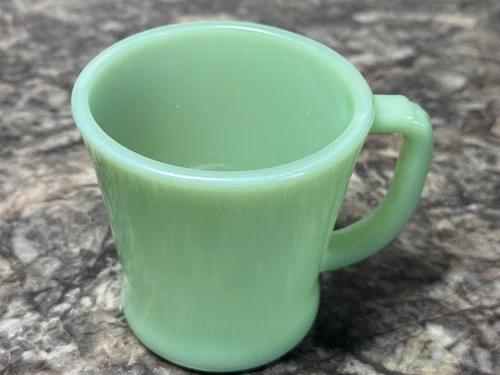 Vintage Fire King Oven Ware Jadeite Green D Handle Coffee Mug EXC. Condition