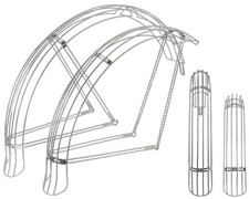 Bike 26 Flared Twisted Adjustable Fender W/4 Braces Set Chrome.
