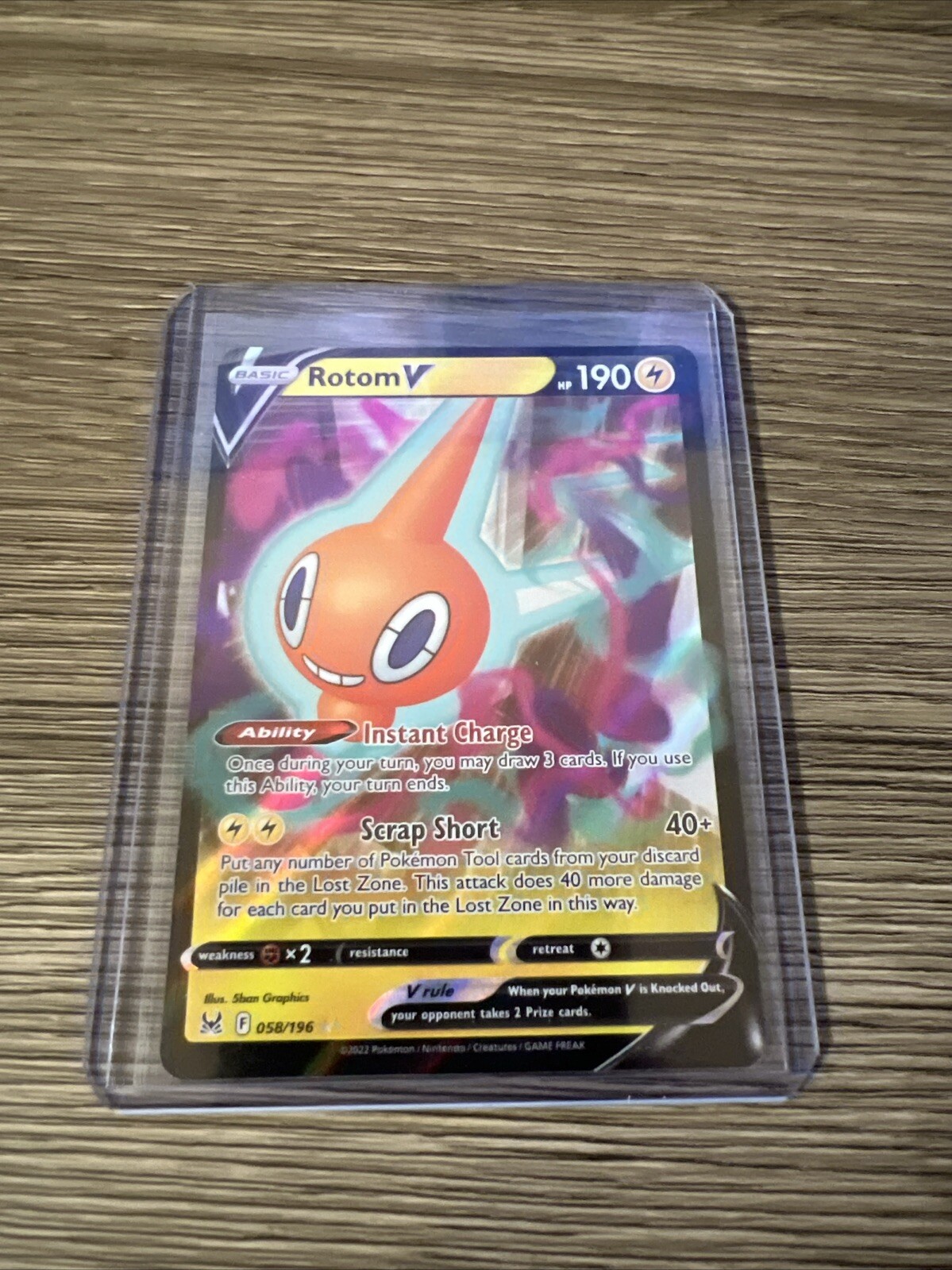 The Rarest Rotom Card Holo Rotom V 058/196 Ultra Rare Lost Origin Pokemon TCG | eBay