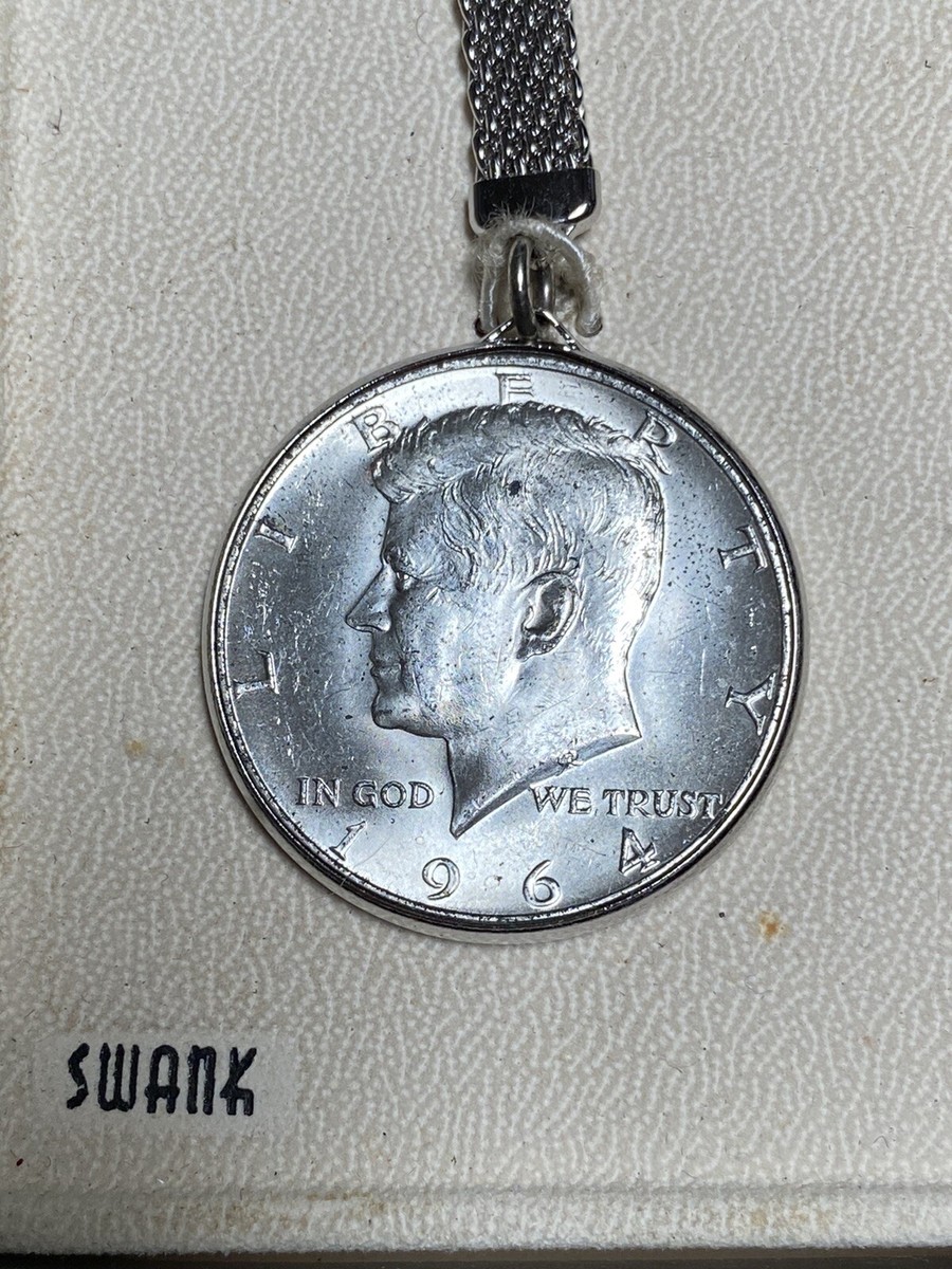 アンティーク雑貨 USA VINTAGE KEY-CHAINS Vintage Swank Key Chain John F Kennedy Half Dollar 1964