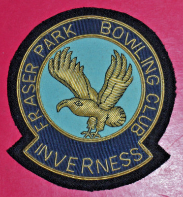 Fraser Park Bowling Club Faden und Edelmetall Draht Blazer Abzeichen Inverness Schalen