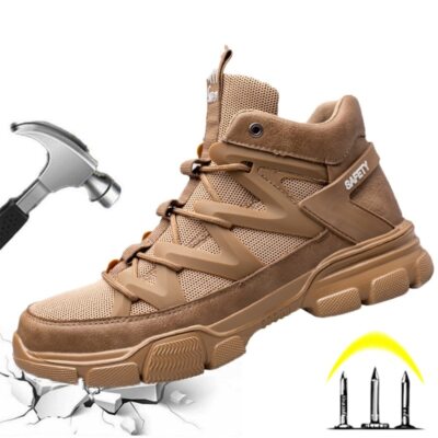 Men Work Sneakers Steel Toe Safety Shoes Indestructible Puncture-Proof Boots