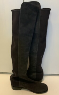 Stuart Weitzman NEW Dark Grey Suede Black Stretch 50/50 Boots OTK Spain EU 39