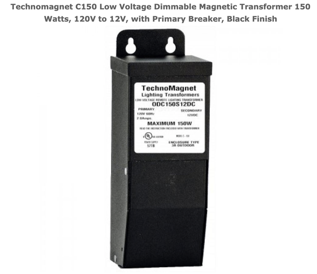 C150 Low Voltage Dimmable Transformer, 150W, 120V
