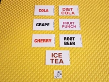 (7) COKE OR SODA VENDING MACHINE GENERIC VEND LABELS - Credit Card Size