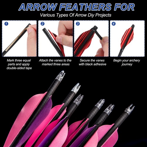50pcs Arrows Spin Vanes 1.8 Inch Plastic Arrow Fletching Right Twist, Yellow - Picture 4 of 5