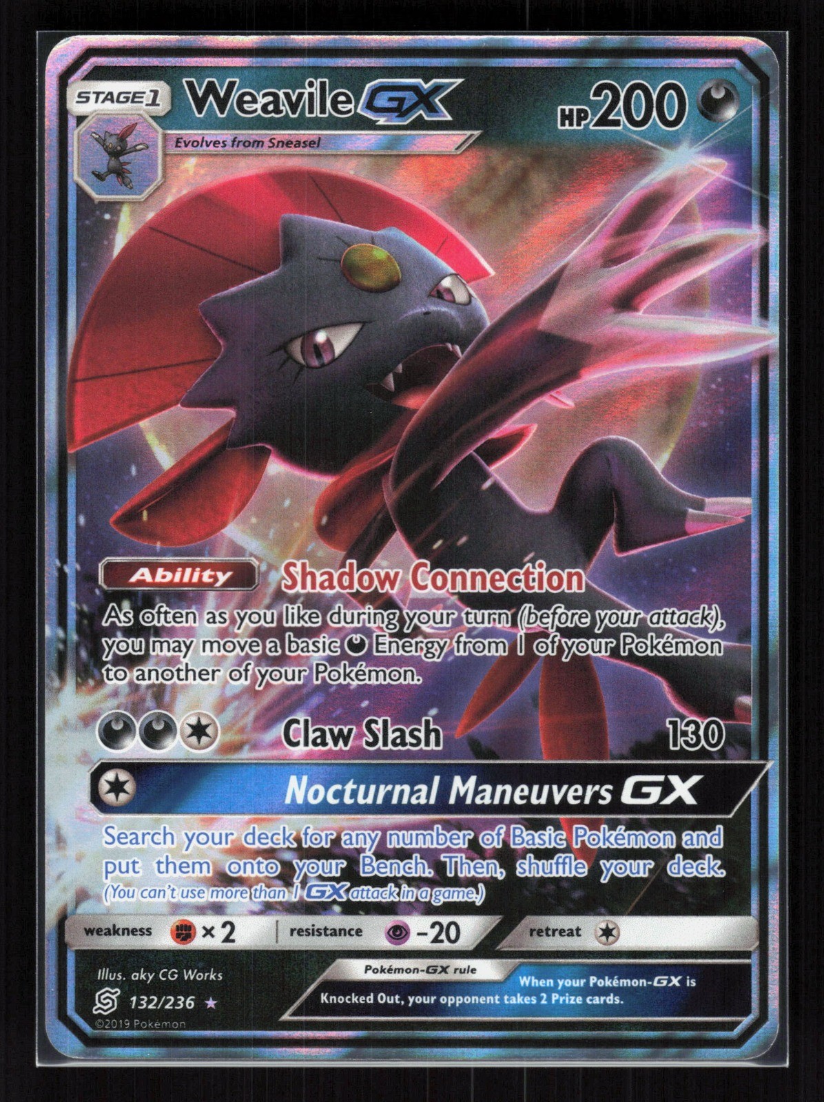 Weavile GX Holo Ultra Rare Pokemon SM - Unified Minds 132/236 LP