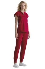 Womens Slim-Fit Scrub Sets, Stand Collar Stretch Top Jogger Pants with Multi...