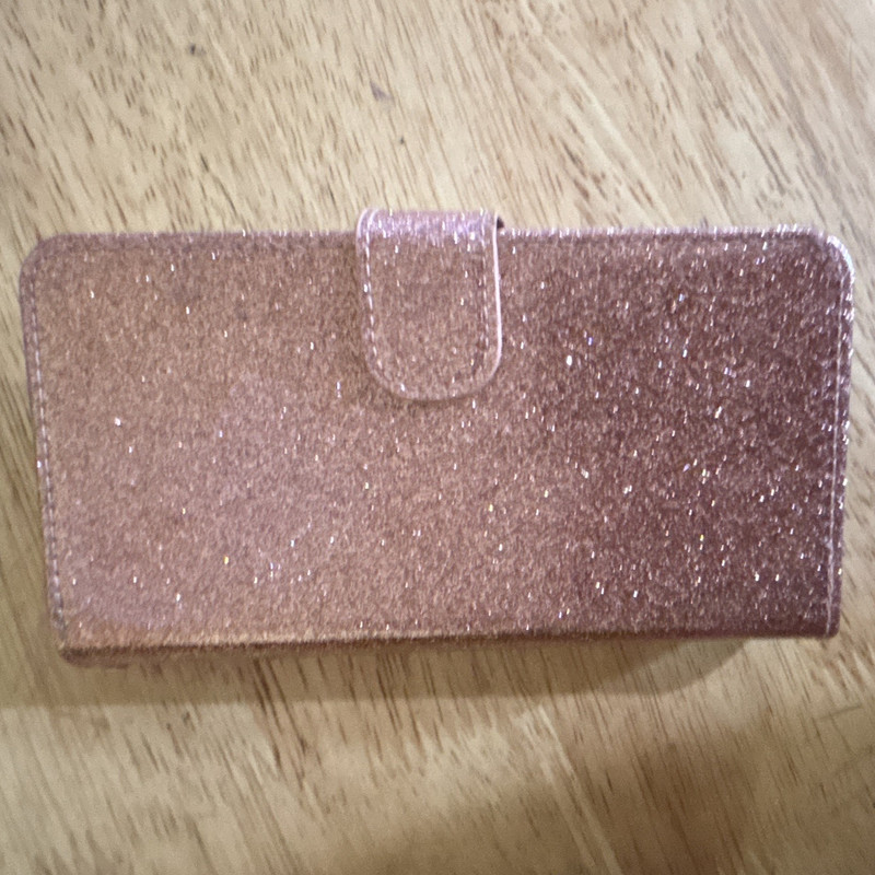 Pink Glitter Folio Wallet Flip Case with Card Slots Card Pocket