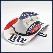 New Paper Straw Western Cowboy Hat for Women Men Classic American Flag