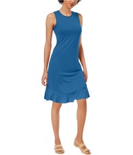 maison Jules Womens Ruffled-Hem Bodycon Dress, Blue, Small