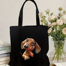 Borsa nera shopping viaggio borsa cioccolato bassotto regalo