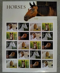 4 Sheets US Postage   - Horses FOREVER STAMPS Value $62.40