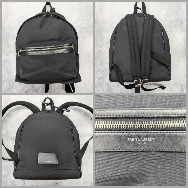 サンローランパリ 534967 ナイロン×レザー バックパック ブラック