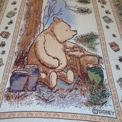 Vtg CLASSIC POOH Honey Pot Tapestry Blanket Winnie the Pooh