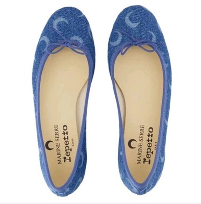 Marine Serre Repeto Moon Laser Denim Blue Women s Ballerina Flats 36 EU