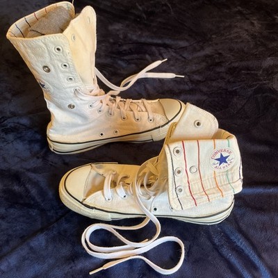 90 s Chuck Taylor Converse Ultra High Top Fold down - rainbow liner Size 6.5 Men
