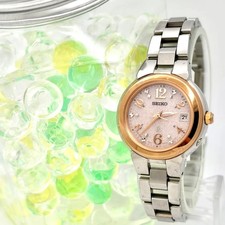 SEIKO LUKIA Radio Solar Ladies Wristwatch Pink Titanium 1B22 0BD0 451285 FROM JA