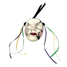 Fancy Faces Decorative Ceramic Porcelain Mardi Gras Mask - Signed - New Orleans