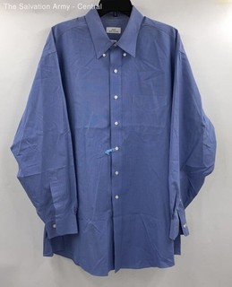 Brooks Brothers Mens Blue Cotton Long Sleeve Non Iron Dress Shirt Size 18 34/35
