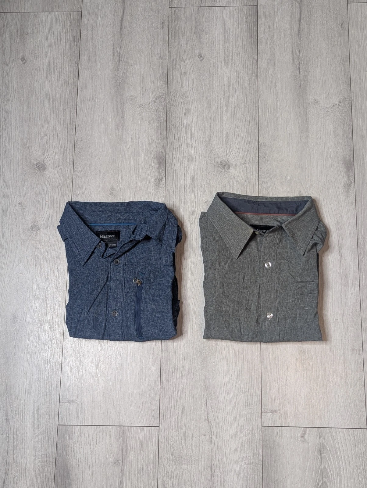 Lot Of 2 Marmot For Life Shirt Mens M Grey /Blue Outdoors Hiking Nature S/S