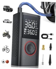 Tire Inflator Portable Air Compressor, 150 PSI Cordless Bike Pump, Air Black