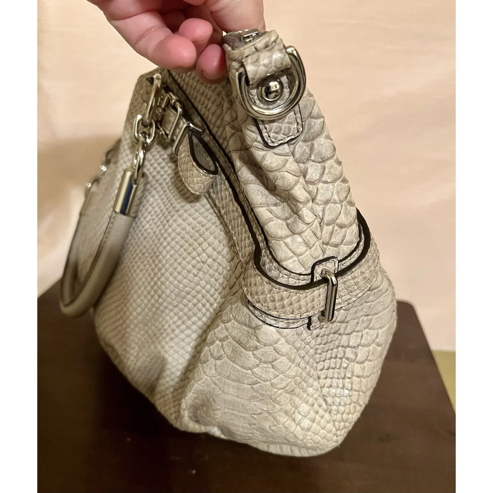 BORSA COACH MADISON SOPHIA PELLE DI PITONE TESTURIZZATA Taupe Borsetta A1193 16346