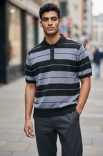 FB County Charlie Brown Shirt Polo Black Grey New