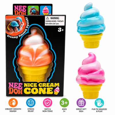 NeeDoh NICE CREAM CONE Ice Cream Squishy Toy 2026 NEE DOH Stress Ball 