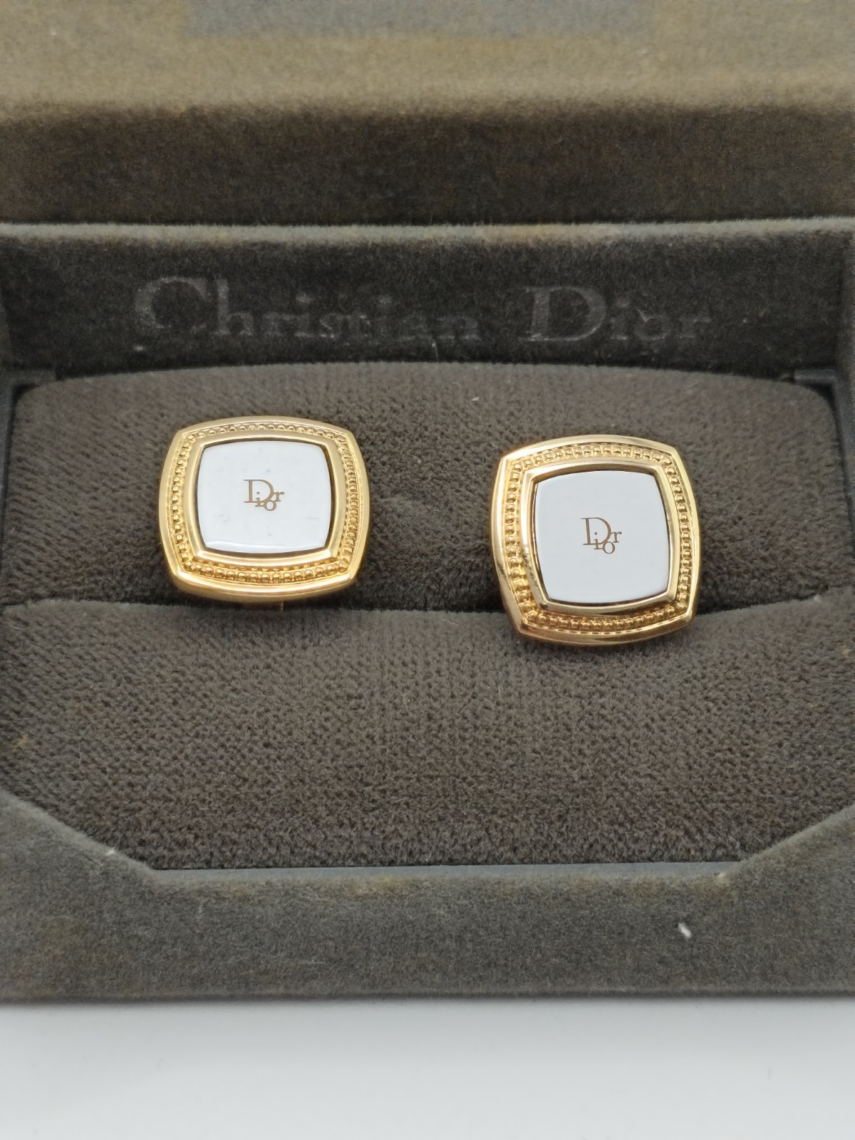 Christian Dior Vintage Cufflinks In Original Box Great Condition image 2