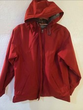 Land s End Red Full Zip Jacket Lightweight Nylon Size 10-12 M