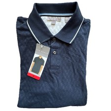 Ted Baker Men's Short Sleeve Polo Navy Blue Medium 100 Cotton NWT