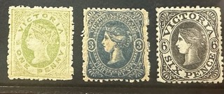 Victoria (Australia) 3 francobolli Regina Vittoria come nuovi. 1861 62