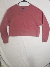 Nike Dry Fit Short Cropped Sweatshirt Red Women's Medium Long Sleeve r254