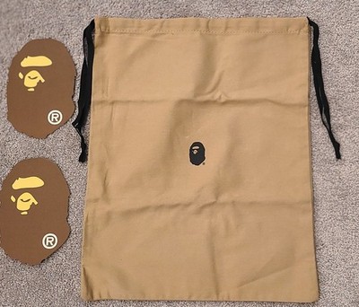 BAPE A Bathing Ape Shoe Sneaker Canvas Dust bag Tote travel brown drawstring