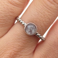 925 Sterling Silver Vintage Real Moonstone Twisted Rope Ring Size 6.75