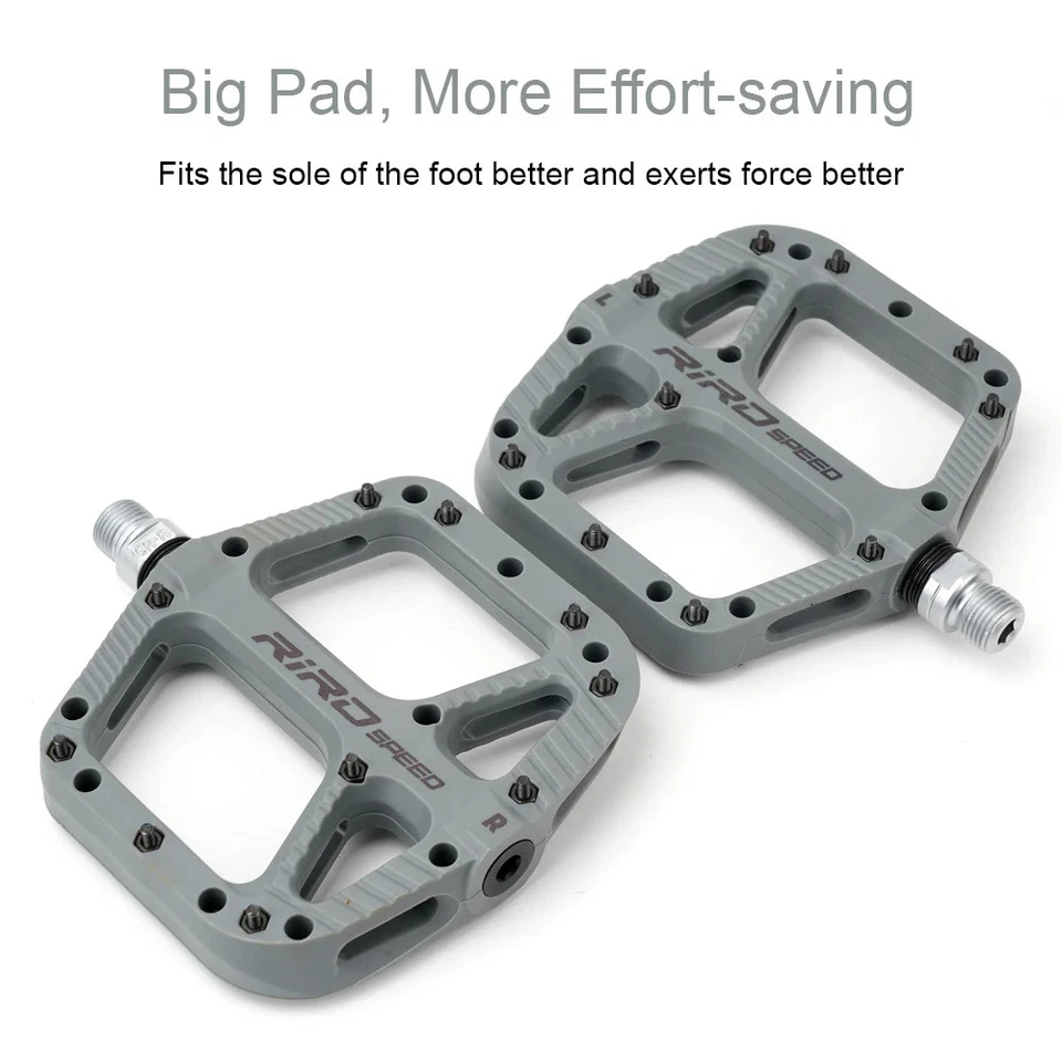 Pedales Mtb antideslizantes de fibra de nailon ultraligeros DU + rodamientos de sellado pedal de plataforma plana Foto 3 de 4